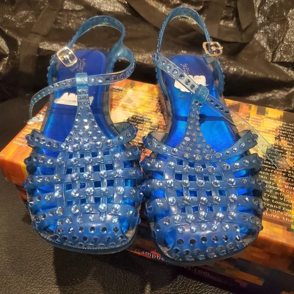 JEFFREY CAMPBELL Rhinestone Jelly Sandals 8 - Picture 9 of 10